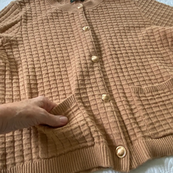 OfeefaN Amazon Waffle Knit Cardigan Old Money Minimalist Parisian Chic Size L - Picture 9 of 11